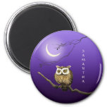 Monogram Owl Night Moonlight Dark Blue Magnet at Zazzle