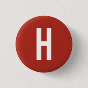 Monogram Own Name Initial Minimalist Brick Red Button
