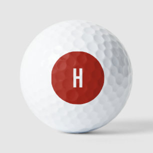 Monogram Own Name Initial Minimalist Brick Red Golf Balls