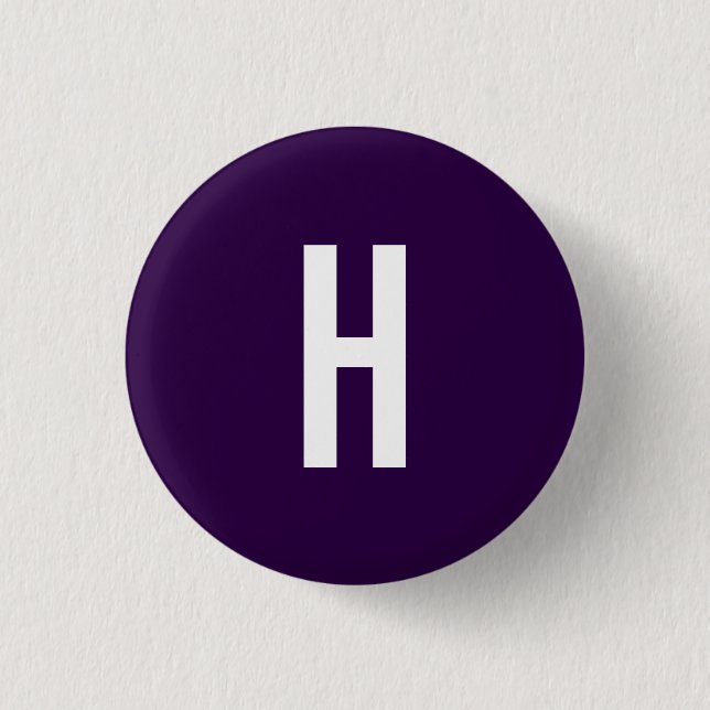 Monogram Own Name Initial Minimalist Midnight Blue Button (Front)