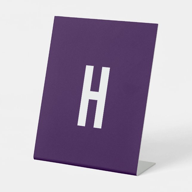 Monogram Own Name Initial Minimalist Midnight Blue Pedestal Sign (Front)