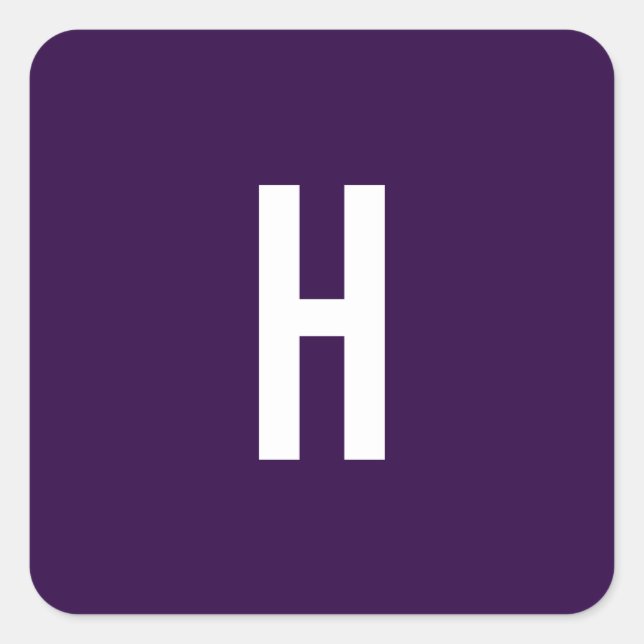 Monogram Own Name Initial Minimalist Midnight Blue Square Sticker (Front)