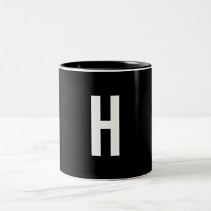 Monogram Own Name Initial Modern Minimalist Black Two-Tone Coffee Mug