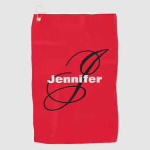 Monogram Own Name Initial Modern Plain Minimalist Golf Towel