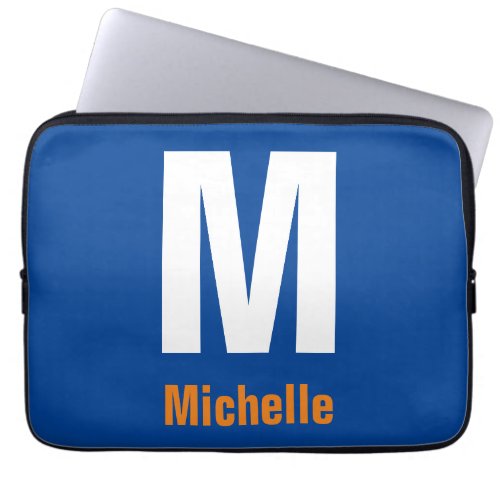 Monogram Own Name Initial Modern Plain Minimalist Laptop Sleeve