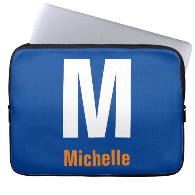 Monogram Own Name Initial Modern Plain Minimalist Laptop Sleeve (Front)