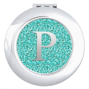 Monogram P druzy crystal - aquamarine Mirror For Makeup