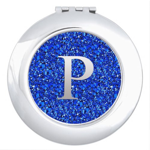 Monogram P druzy crystal _ Sapphire blue Vanity Mirror