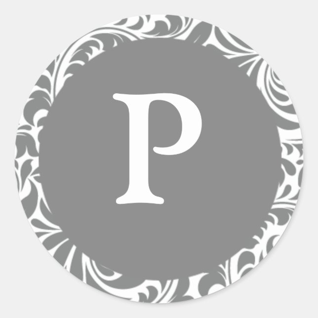 Monogram P Gray Grey Customizable Invite Seals Sti (Front)