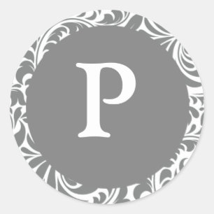 Monogram P Gray Grey Customizable Invite Seals Sti