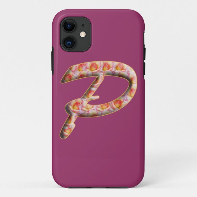 Monogram P in Roses Pattern Iphone 5 Case (Back)