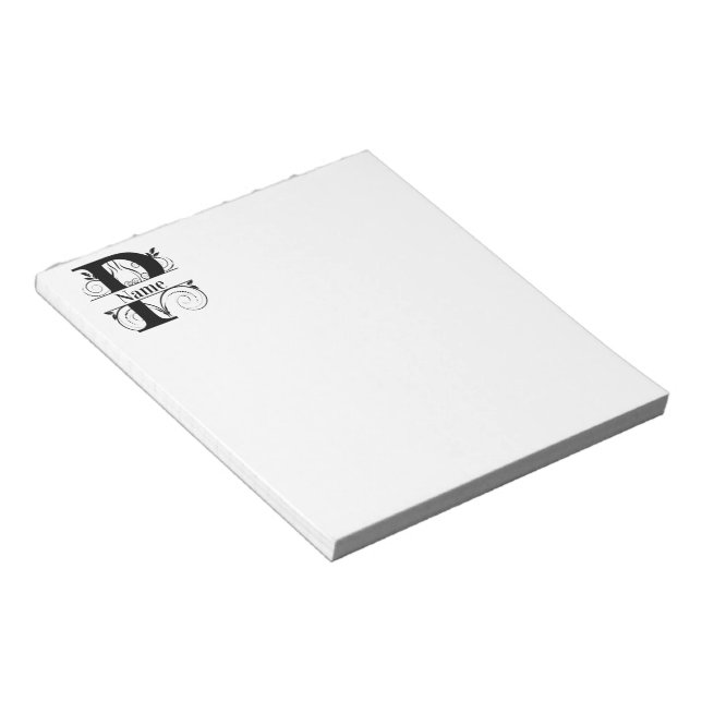 Monogram P Initial Stationary Desk Notepad (Angled)