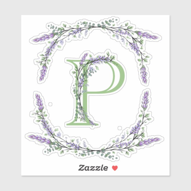 Monogram P Lavender Eucalyptus Sticker (Sheet)