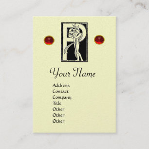 MONOGRAM P LETTER ANTIQUE FIGURE Black Ivory Business Card