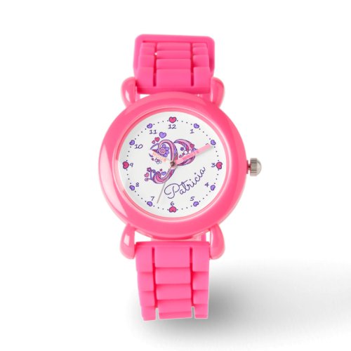 Monogram P personalized girls name patricia watch