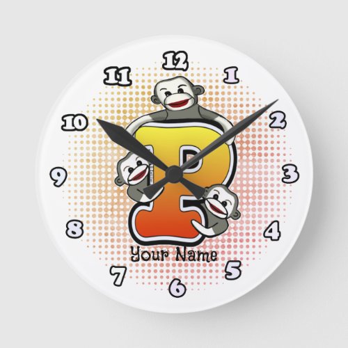Monogram P Sock Monkey clock