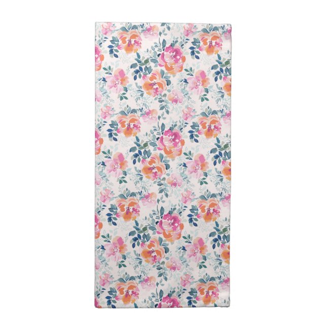 Monogram | Painted Roses Pattern Cloth Napkin (Half Fold)