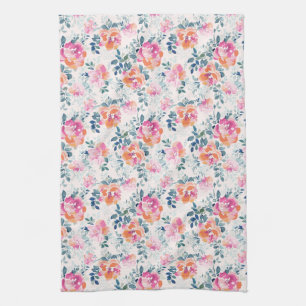 Monogram   Painted Roses Pattern Kitchen Towel