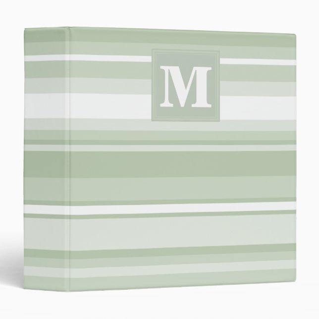 Monogram pale green stripes 3 ring binder (Front/Spine)
