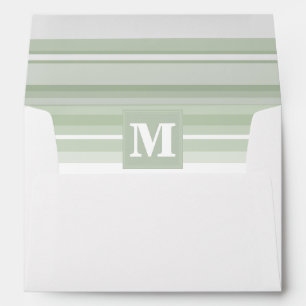 Monogram pale green stripes envelope