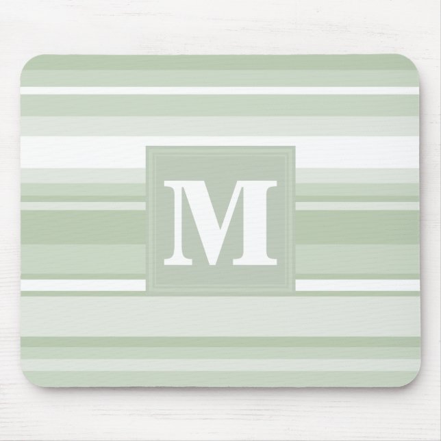 Monogram pale green stripes mouse pad (Front)