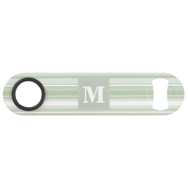 Monogram pale green stripes speed bottle opener (Front (Horizontal))