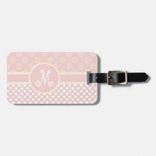 Monogram Pale Pink and Soft Yellow Luggage Tag