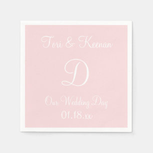 Monogram Pale Pink Classy Complementary Color Napk Napkins