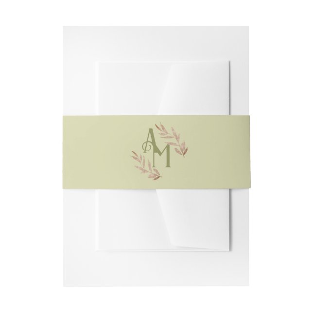 Monogram Palm Leaf Greenery Invitation Belly Band (Front Example)