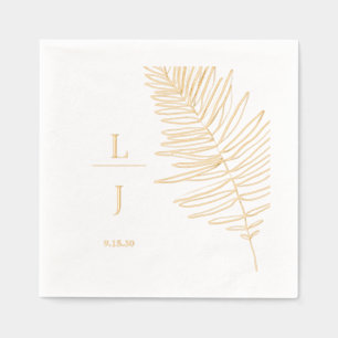 Monogram Palm Leaf Wedding Foil Napkins