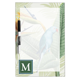 Monogram   Palm Leaves With Blue Bird Dry-Erase Board