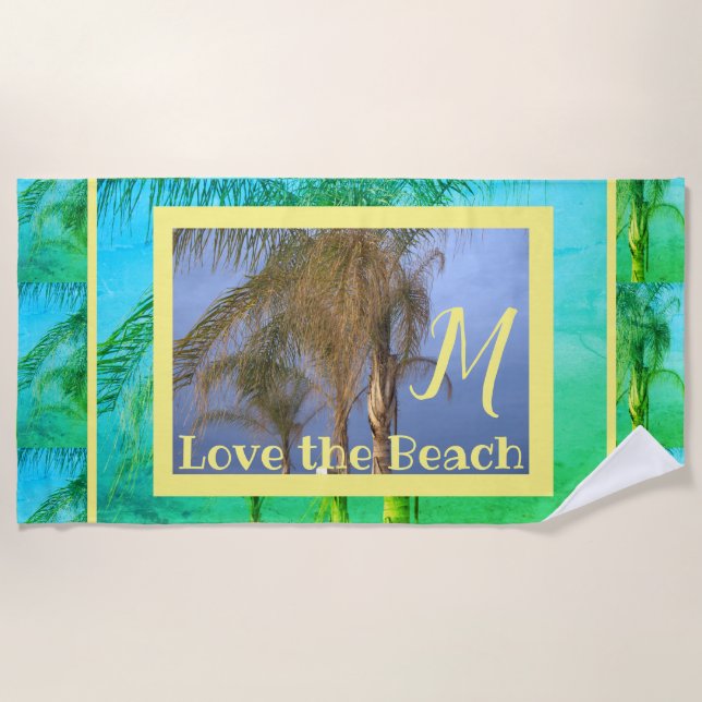Monogram Palm Trees Beach Towel (Front)