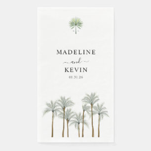 Monogram Palm Trees Wedding Paper Guest Towels