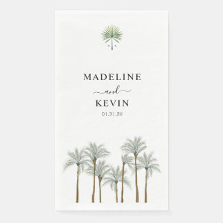 Monogram Palm Trees Wedding Paper Guest Towels