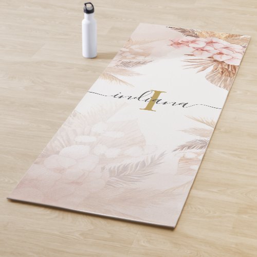 Monogram Pampas Grass Script Name Terracotta Yoga Mat