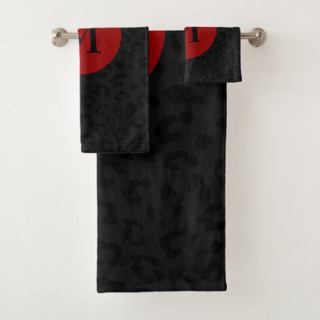 Monogram Panther Print Bath Towel Set