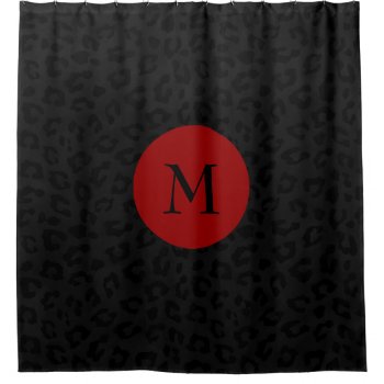 Monogram Panther Print Shower Curtain by PrincessTrixiel at Zazzle