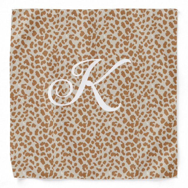 Monogram panther skin light brown pattern name let bandana (Front)