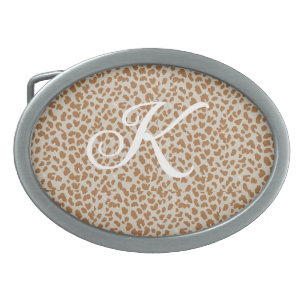 Monogram panther skin light brown pattern name let belt buckle