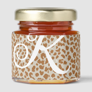 Monogram panther skin light brown pattern name let honey jar favors