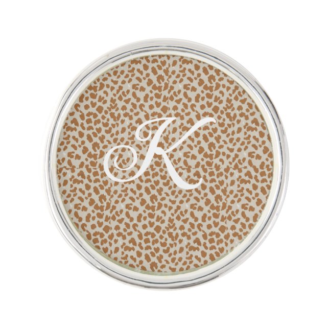 Monogram panther skin light brown pattern name let lapel pin (Front)