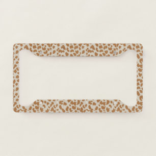 Monogram panther skin light brown pattern name let license plate frame