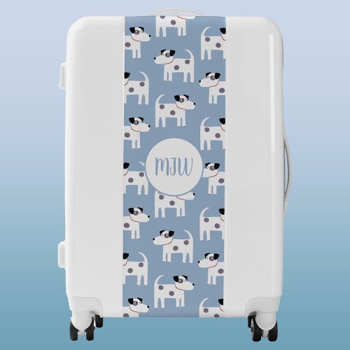 Monogram Parson Jack Russell Terrier Dog Blue Luggage