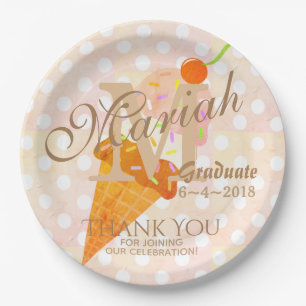 Monogram Party  Ice Cream Cone Paper Plates