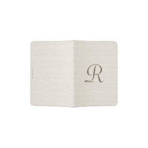 Monogram Passport Holder Faux Textured White