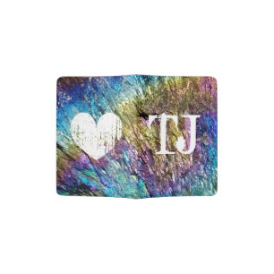 Monogram passport holder with rainbow gem stone
