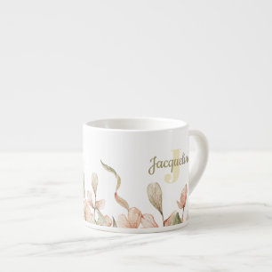 Monogram pastel baby pink sky baby flower design espresso cup