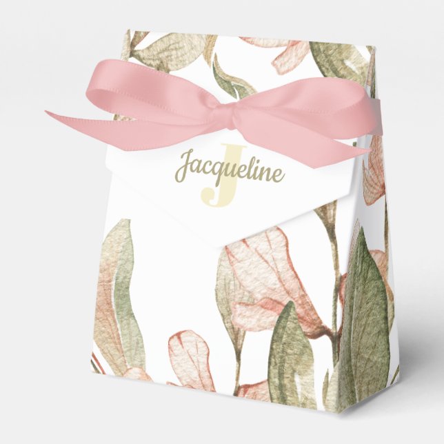 Monogram pastel baby pink sky baby flower design favor boxes (Front Side)