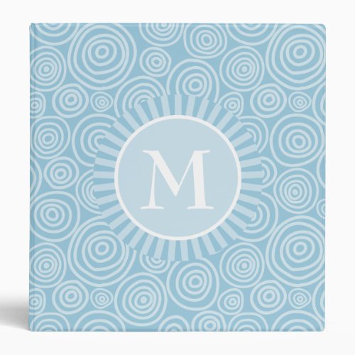 Monogram Pastel Blue Spirals _ Personalized 3 Ring Binder