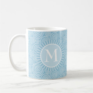 Monogram Pastel Blue Spirals - Personalized Coffee Mug